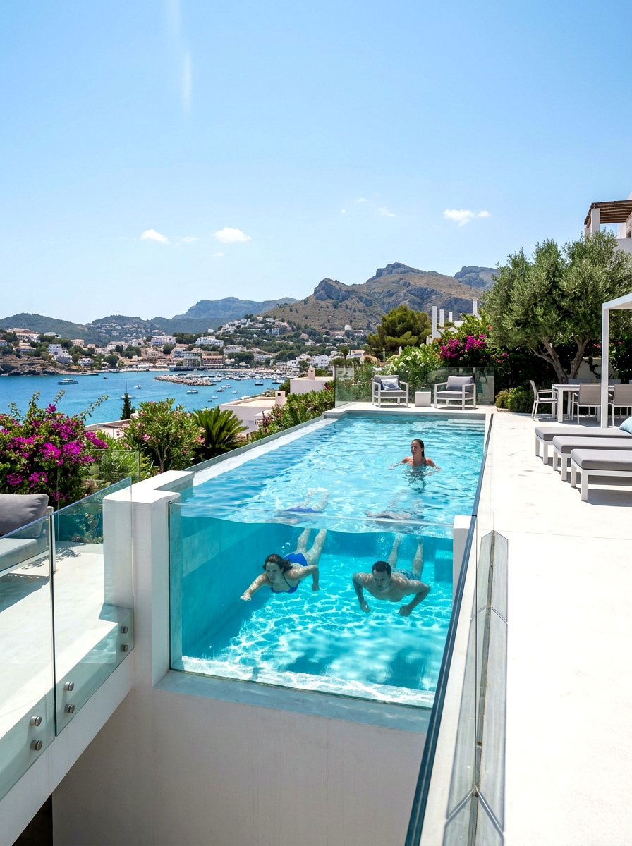 Glass Wall Pool - 30 rectangular pool ideas