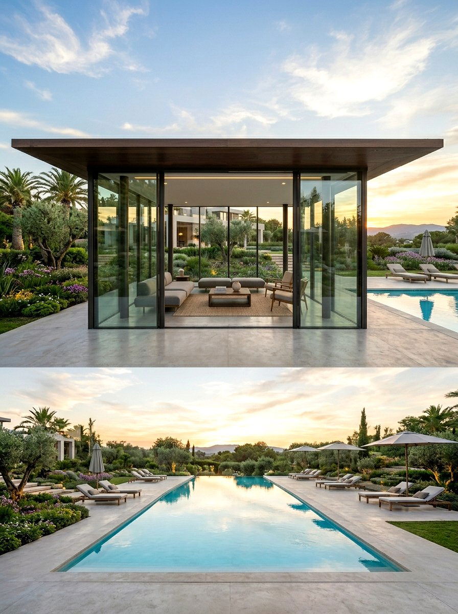 Glass Wall Pool House - 30 pool house decor ideas