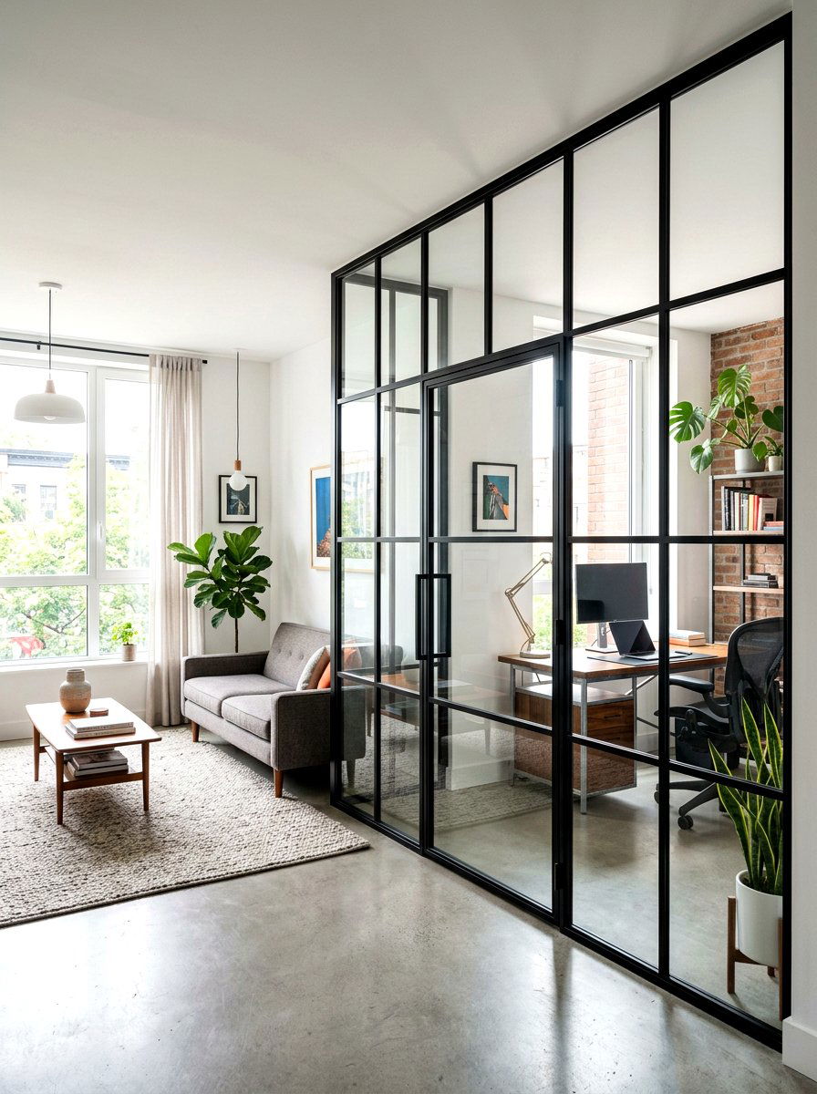 Glass Wall Room Divider - 30 open concept decorating ideas
