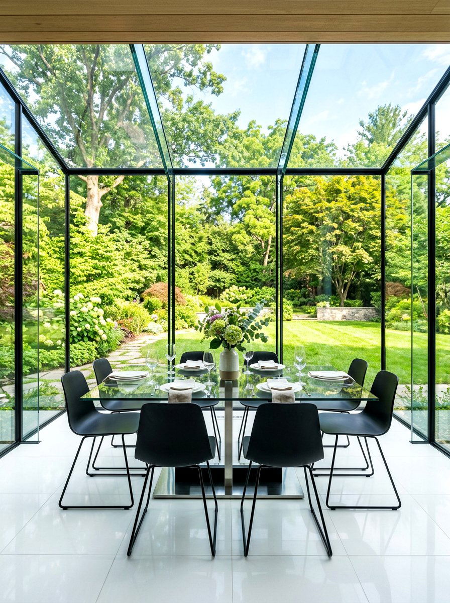 Glass Wall Sunroom Dining - 30 sunroom dining ideas