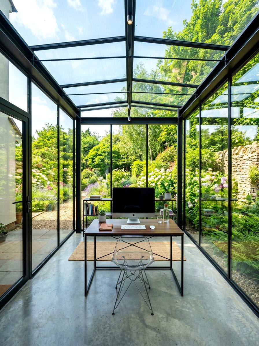 Glass Wall Sunroom Office - 30 sunroom office ideas