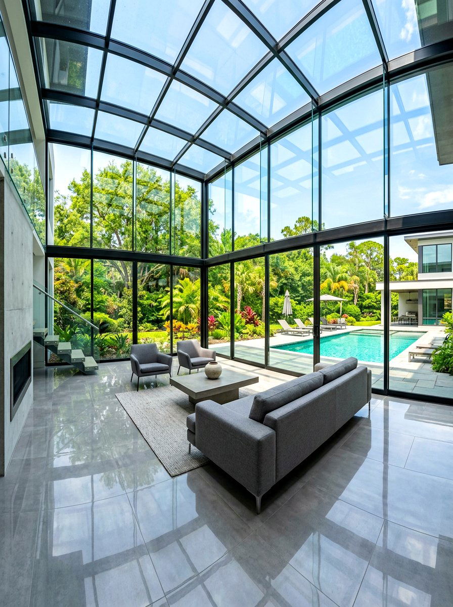 Glass Wall Sunroom - 30 enclosed patio sunroom ideas