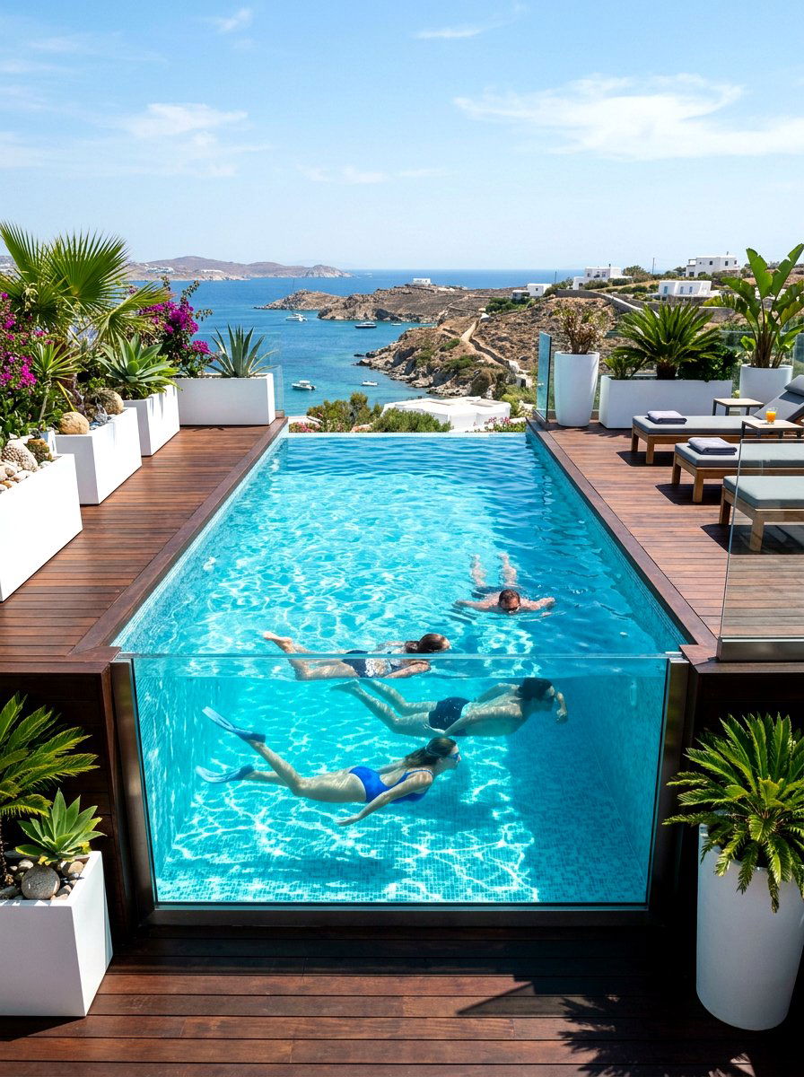 Glass Wall Swimming Pool - 30 luxury pool ideas