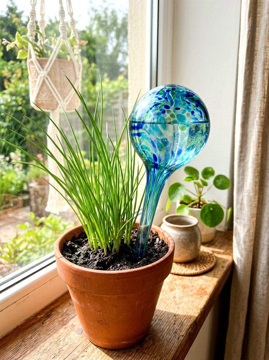 Glass Watering Globe - 30 herb garden watering ideas