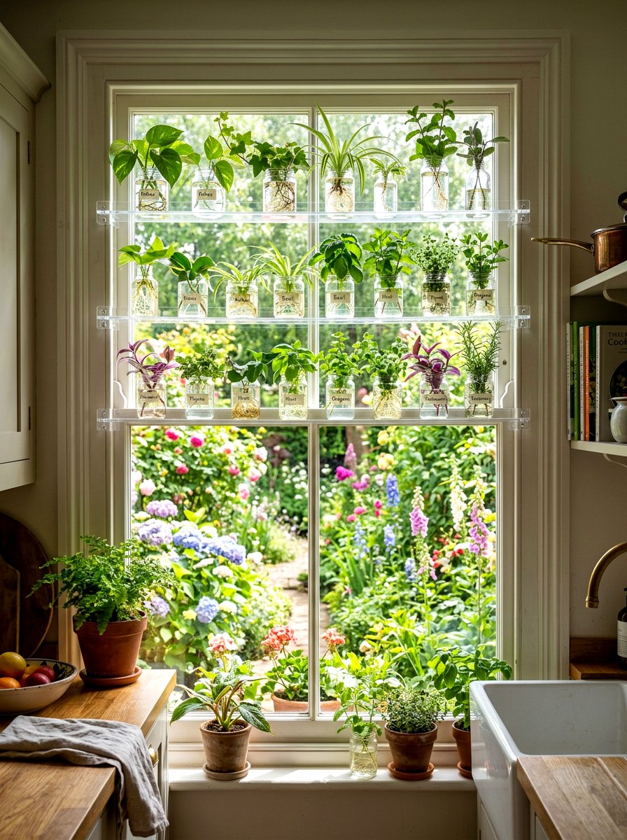 Glass Window Plant Shelf - 30 kitchen plant shelf ideas
