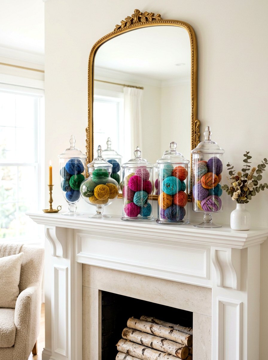 Glass apothecary jars - 30 yarn storage ideas