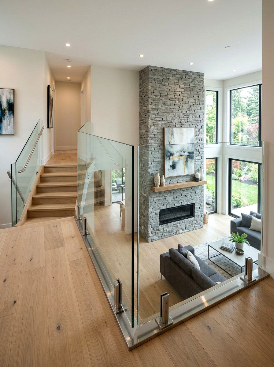Glass balustrade - 30 broken floor plan ideas