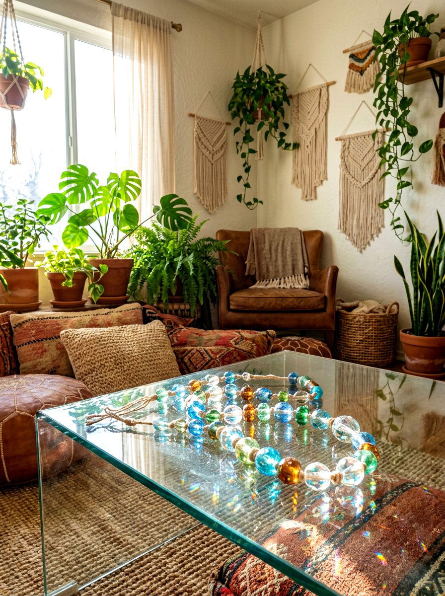 Glass bead strand - 30 glass coffee table styling ideas