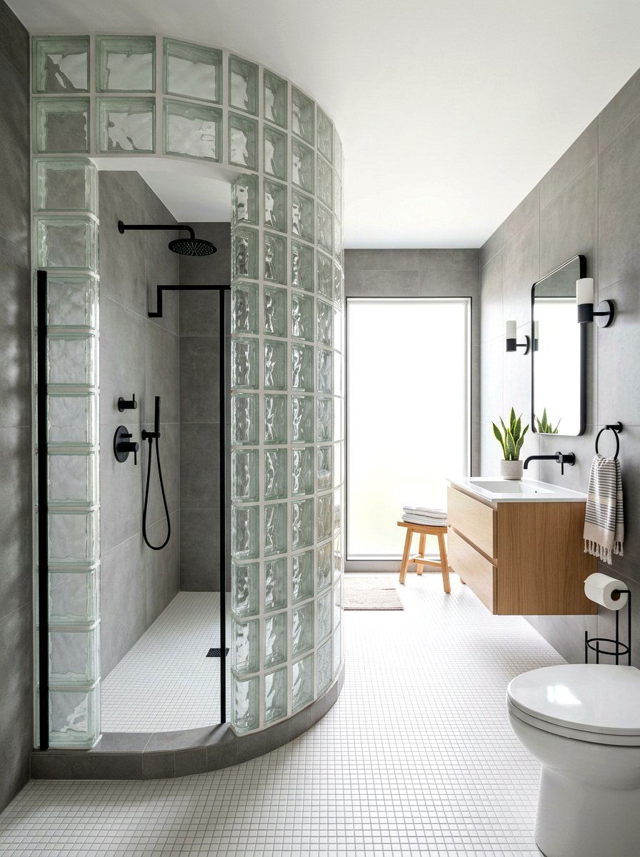 Glass block bathroom - 30 retro bathroom ideas