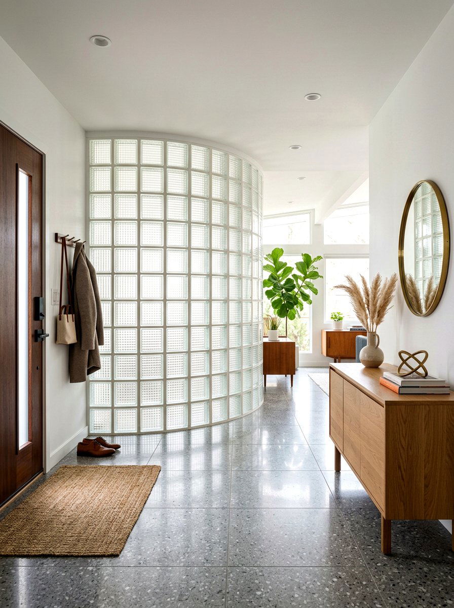 Glass block curved wall - 30 curved partition wall ideas