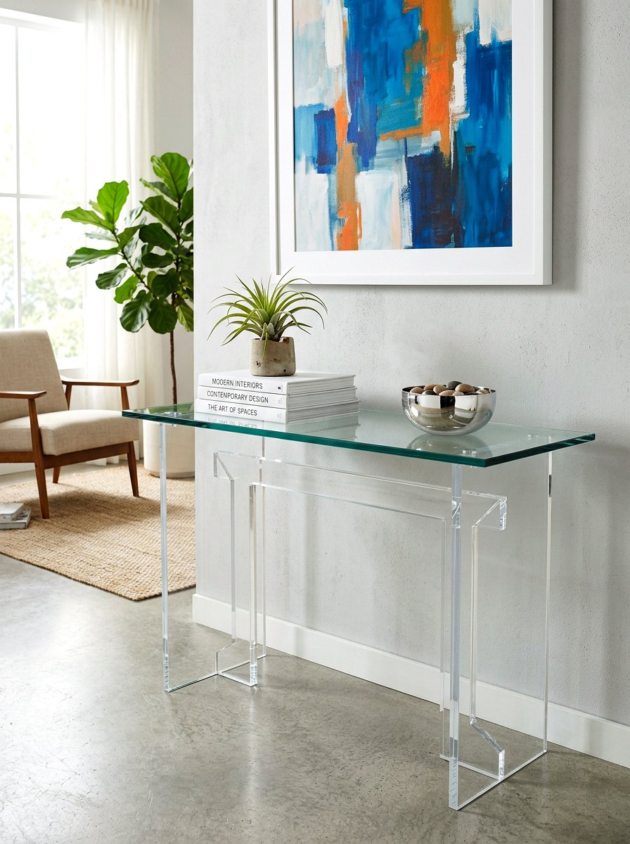 Glass console table - 30 summer foyer decor ideas