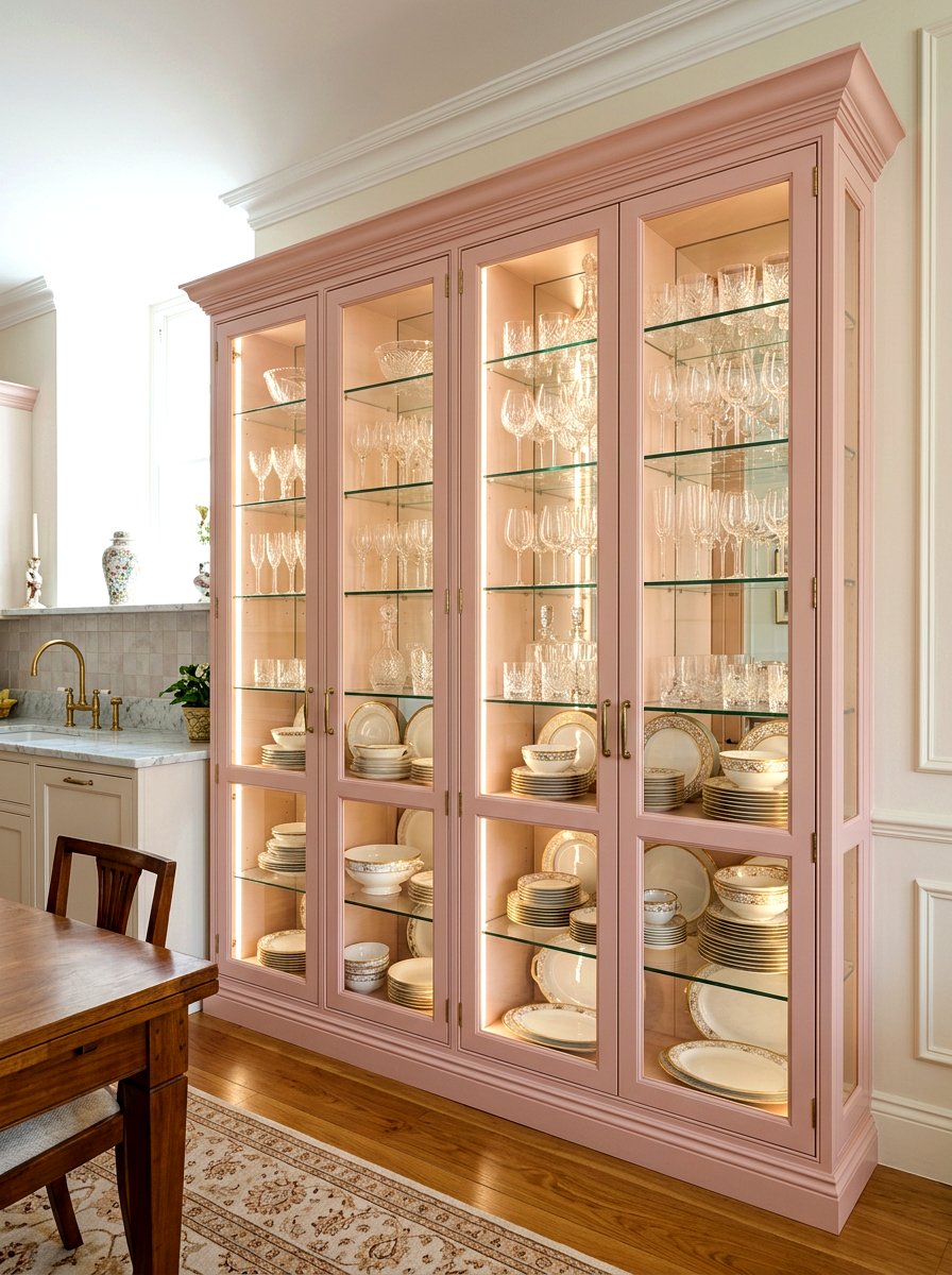 Glass display cabinets - 30 coquette kitchen ideas
