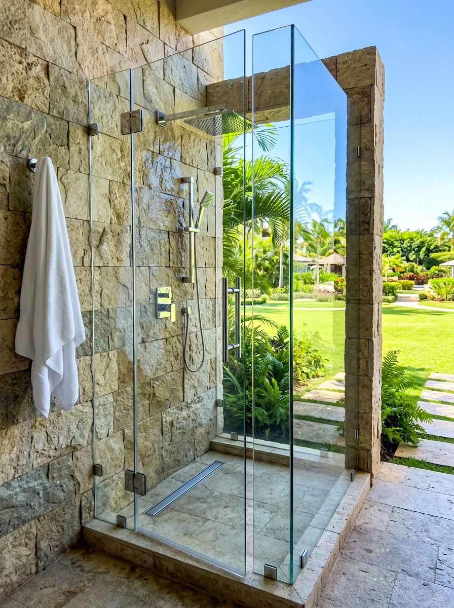 Glass door outdoor shower - 30 outdoor shower summer ideas