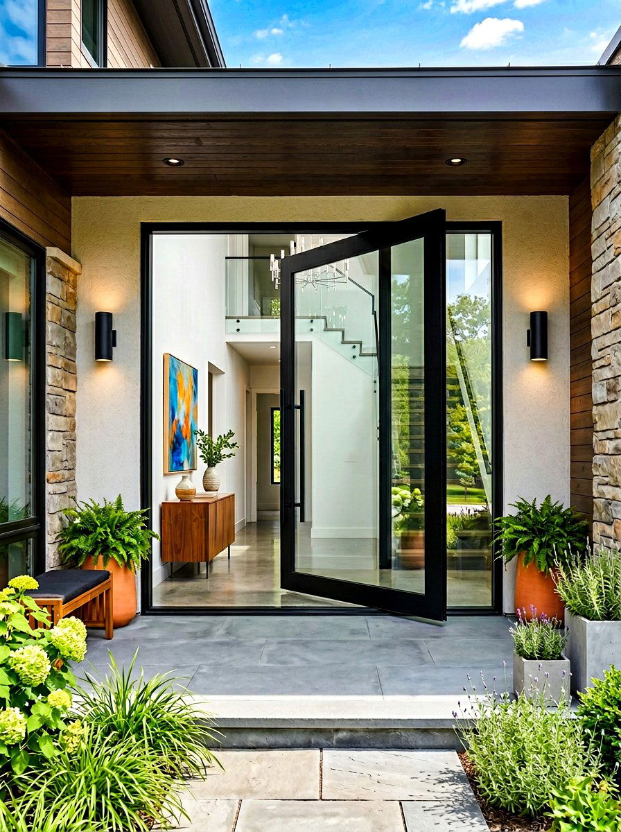 Glass door porch - 30 modern front porch ideas