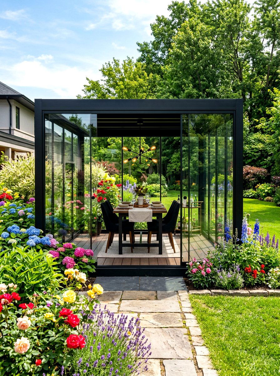 Glass enclosed backyard gazebo - 30 modern gazebo ideas