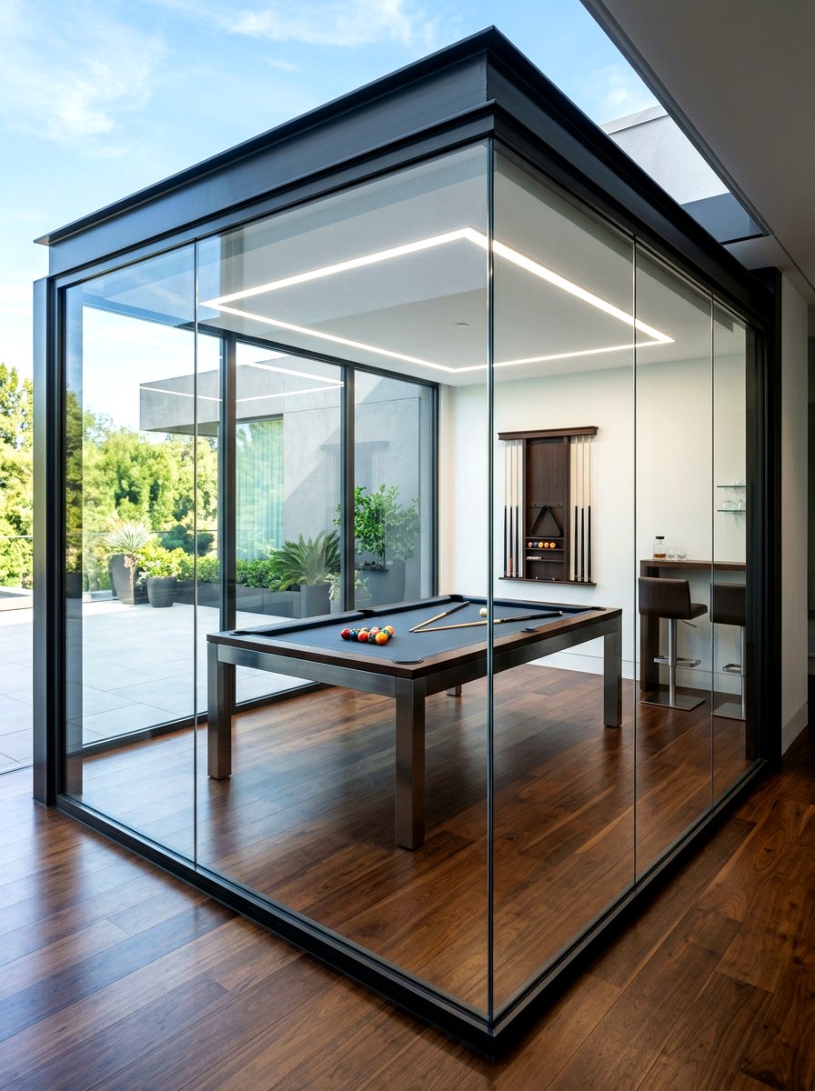 Glass enclosed billiards room - 30 billiards room ideas