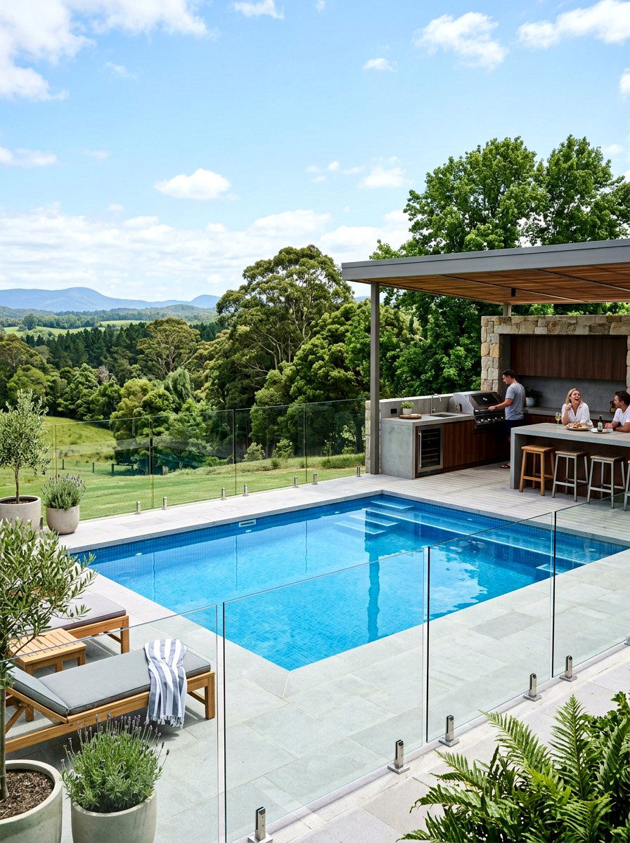 Glass fence pool - 30 modern pool ideas