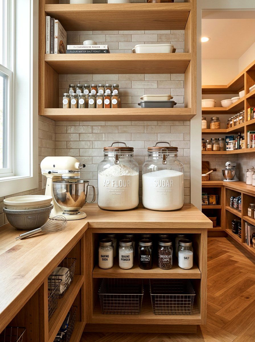 Glass flour and sugar canisters - 30 pantry decanting ideas