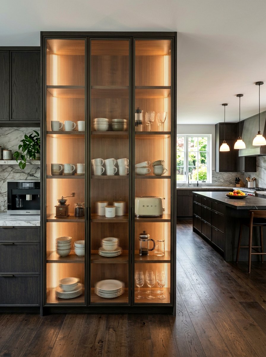 Glass front breakfast station cabinet - 30 breakfast station cabinet ideas