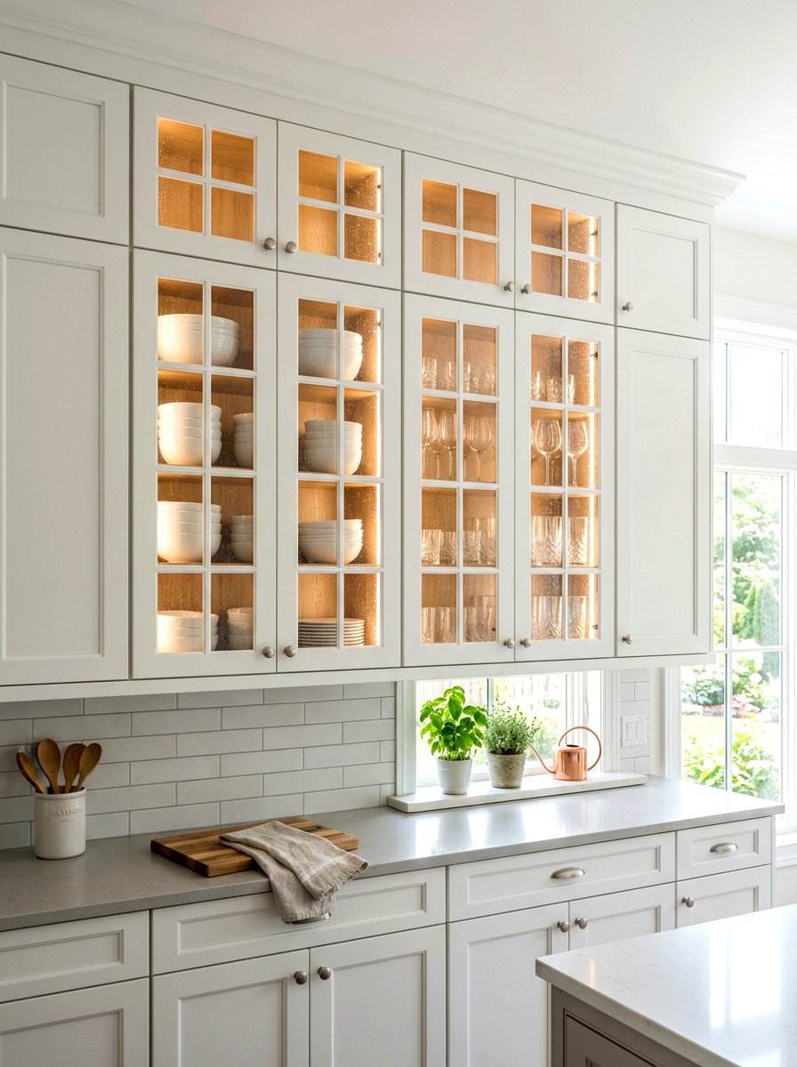 Glass front cabinet doors - 30 French country kitchen ideas