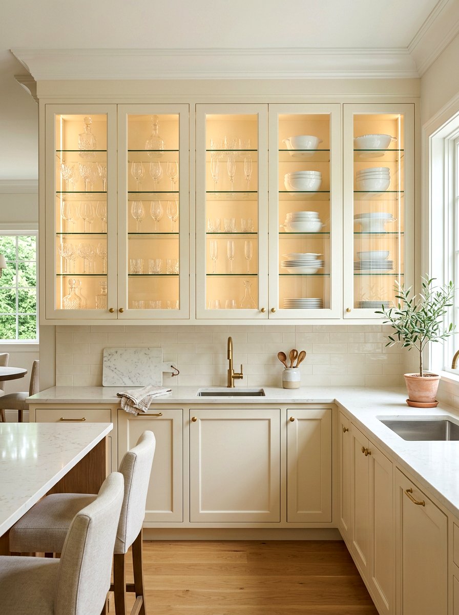 Glass front cabinets - 30 grandma core kitchen ideas