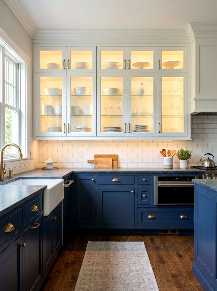 Glass front cabinets - 30 condo kitchen ideas