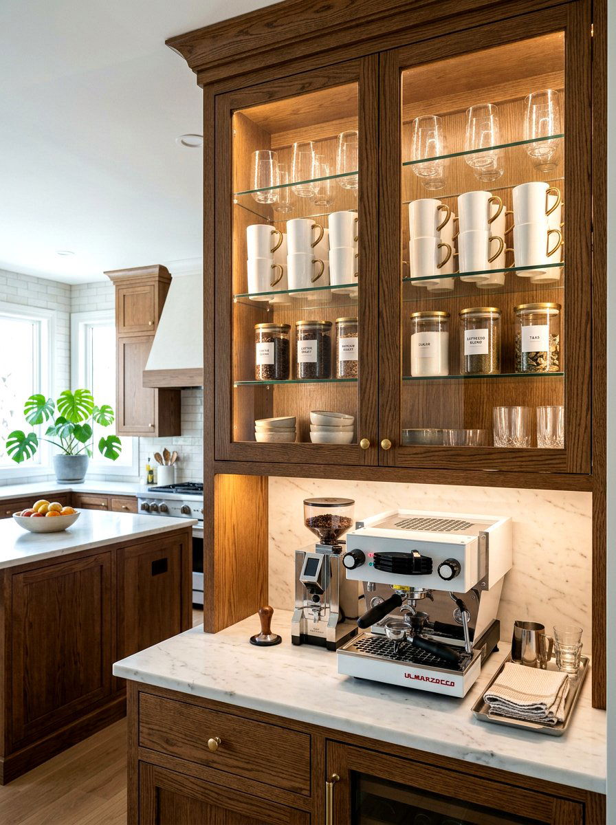 Glass front coffee cabinet - 30 coffee station ideas