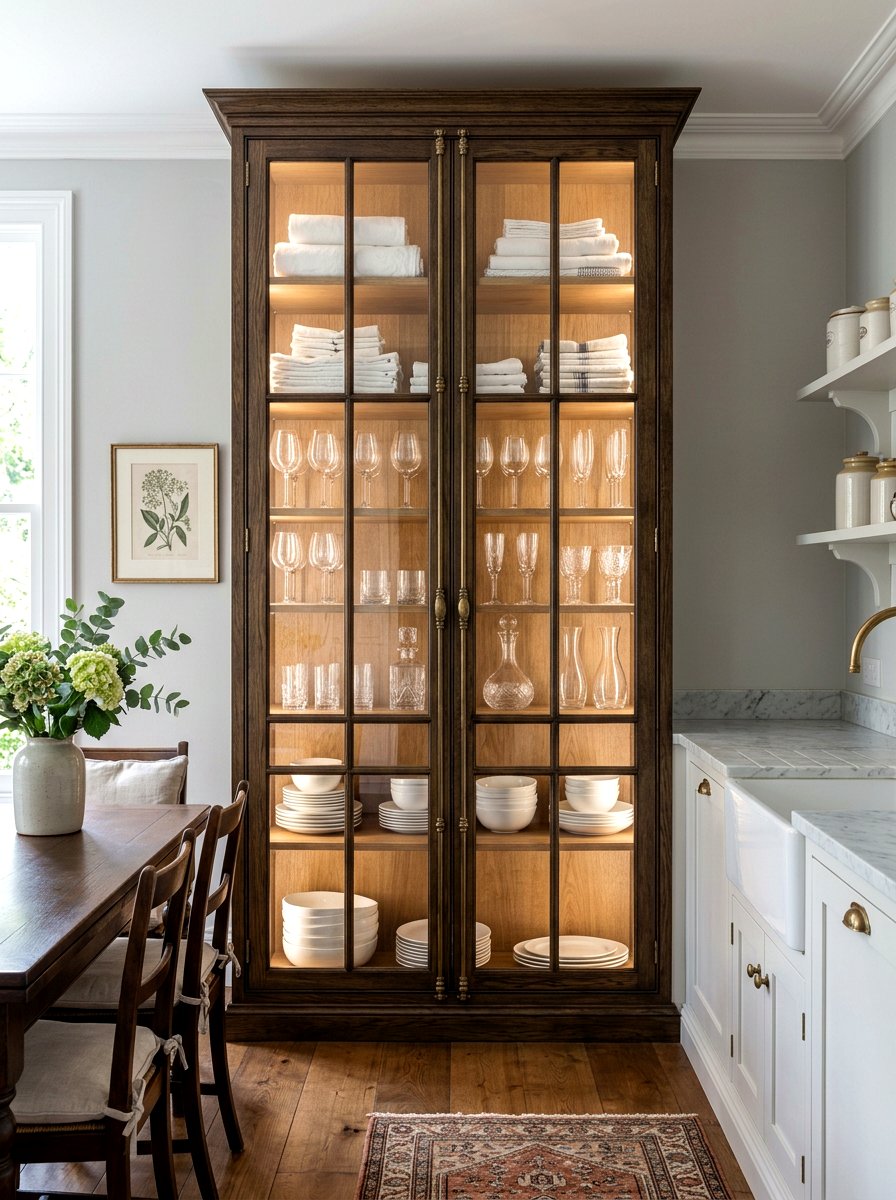Glass front cupboard - 30 European unfitted kitchen ideas