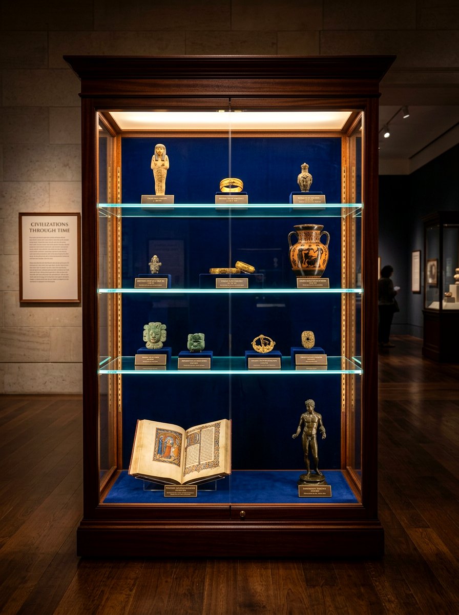 Glass front display cabinet - 30 home archive room ideas