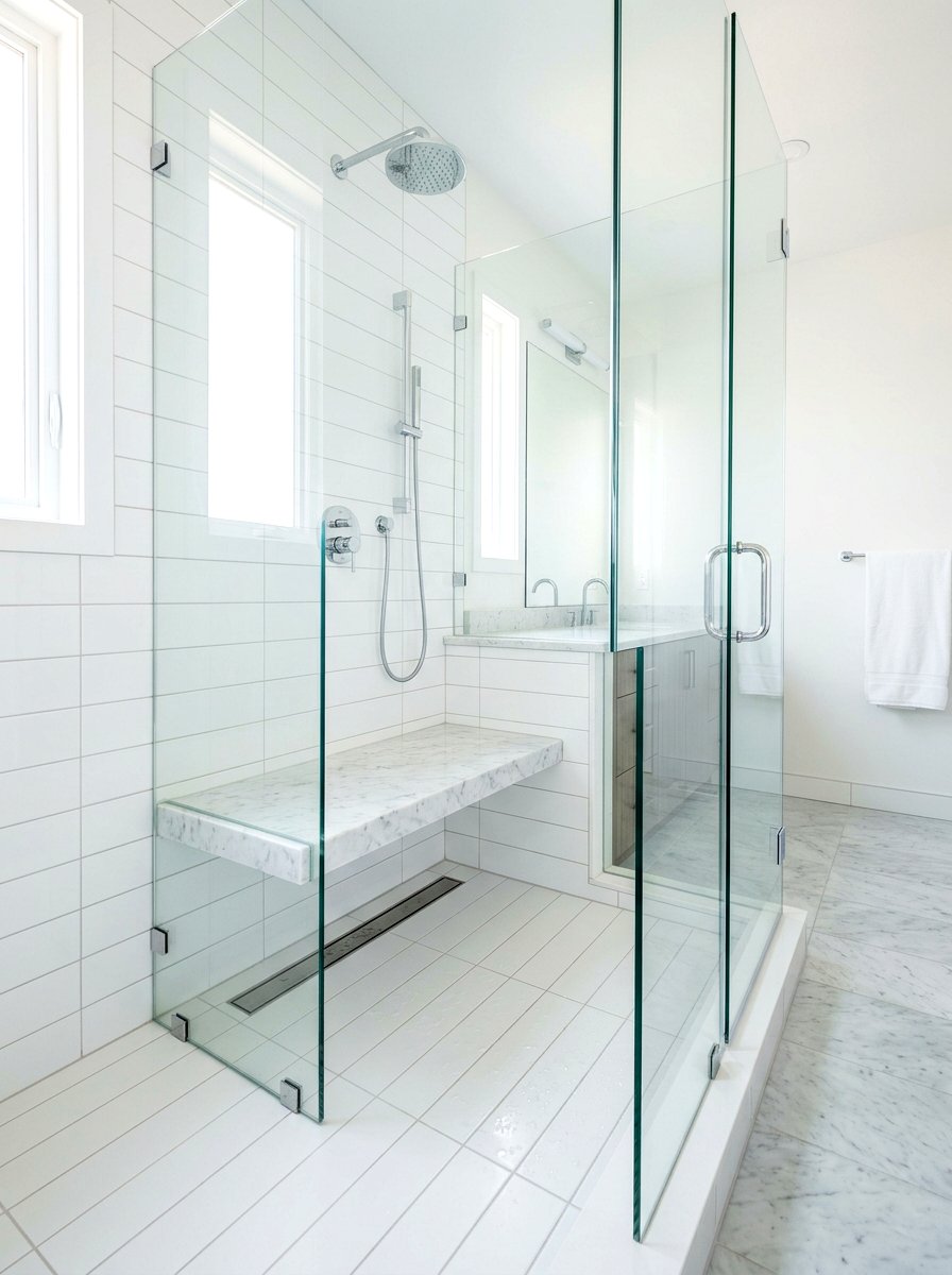 Glass front shower bench - 30 shower bench ideas