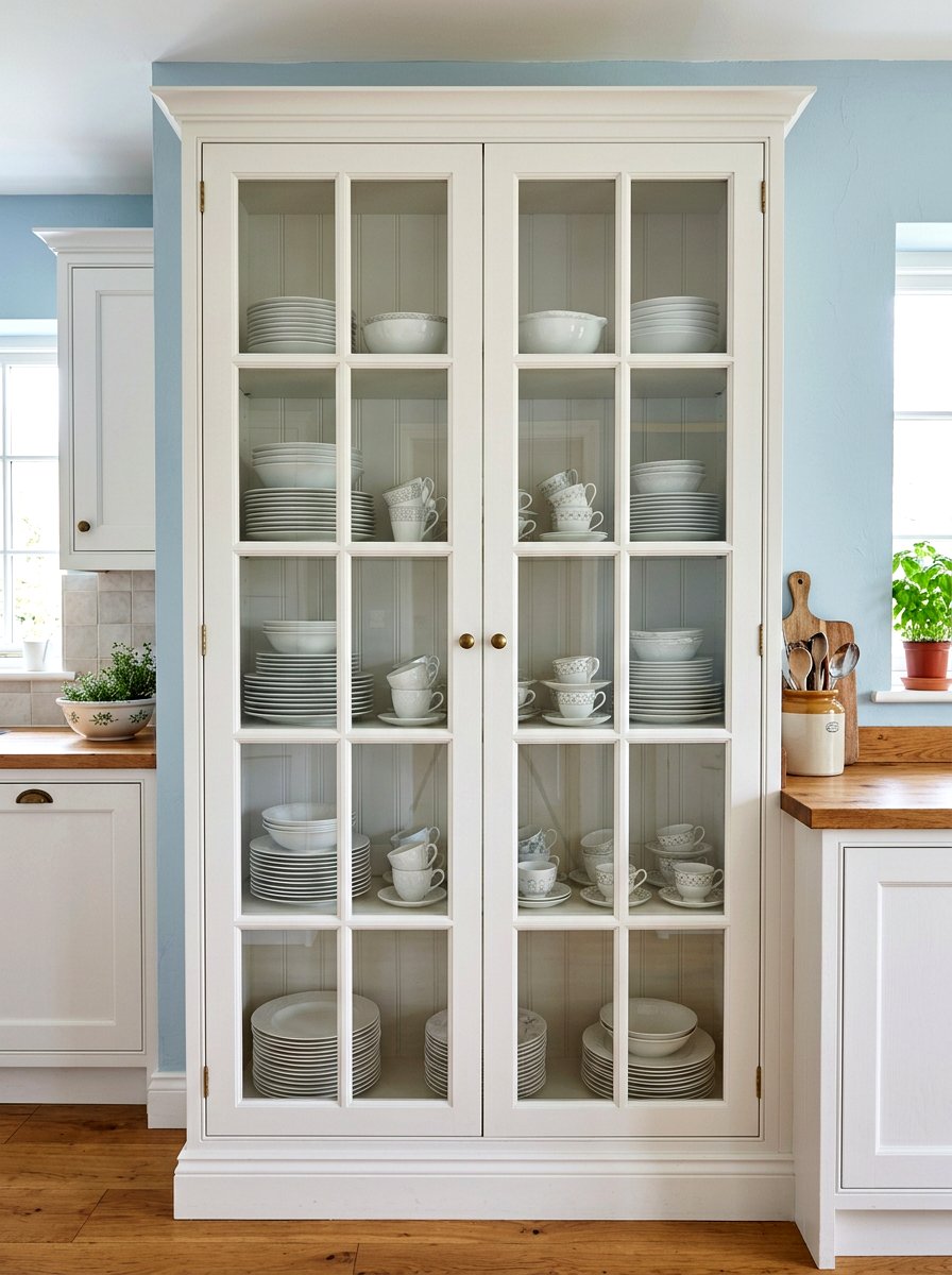 Glass fronted kitchen cabinet - 30 freestanding furniture kitchen ideas
