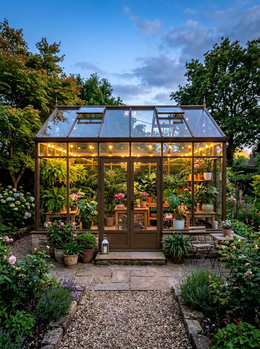 Glass greenhouse garden room - 30 warm minimalist garden ideas