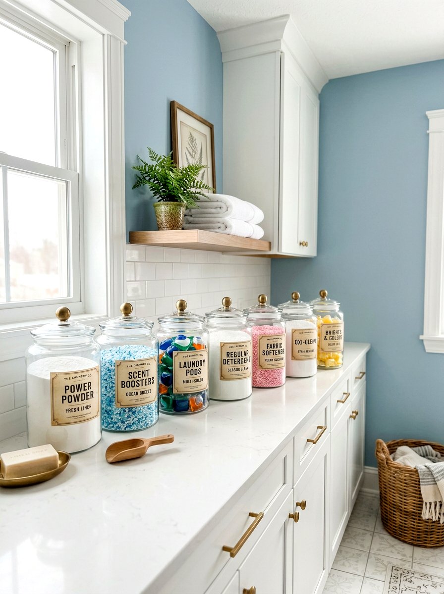 Glass jar laundry room - 30 vintage laundry room ideas