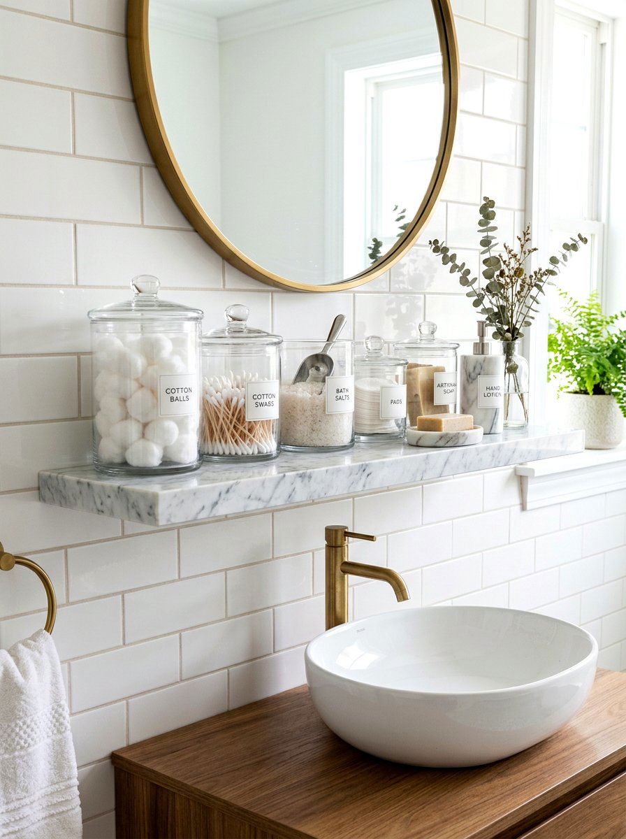 Glass jar storage - 30 under sink bathroom storage ideas