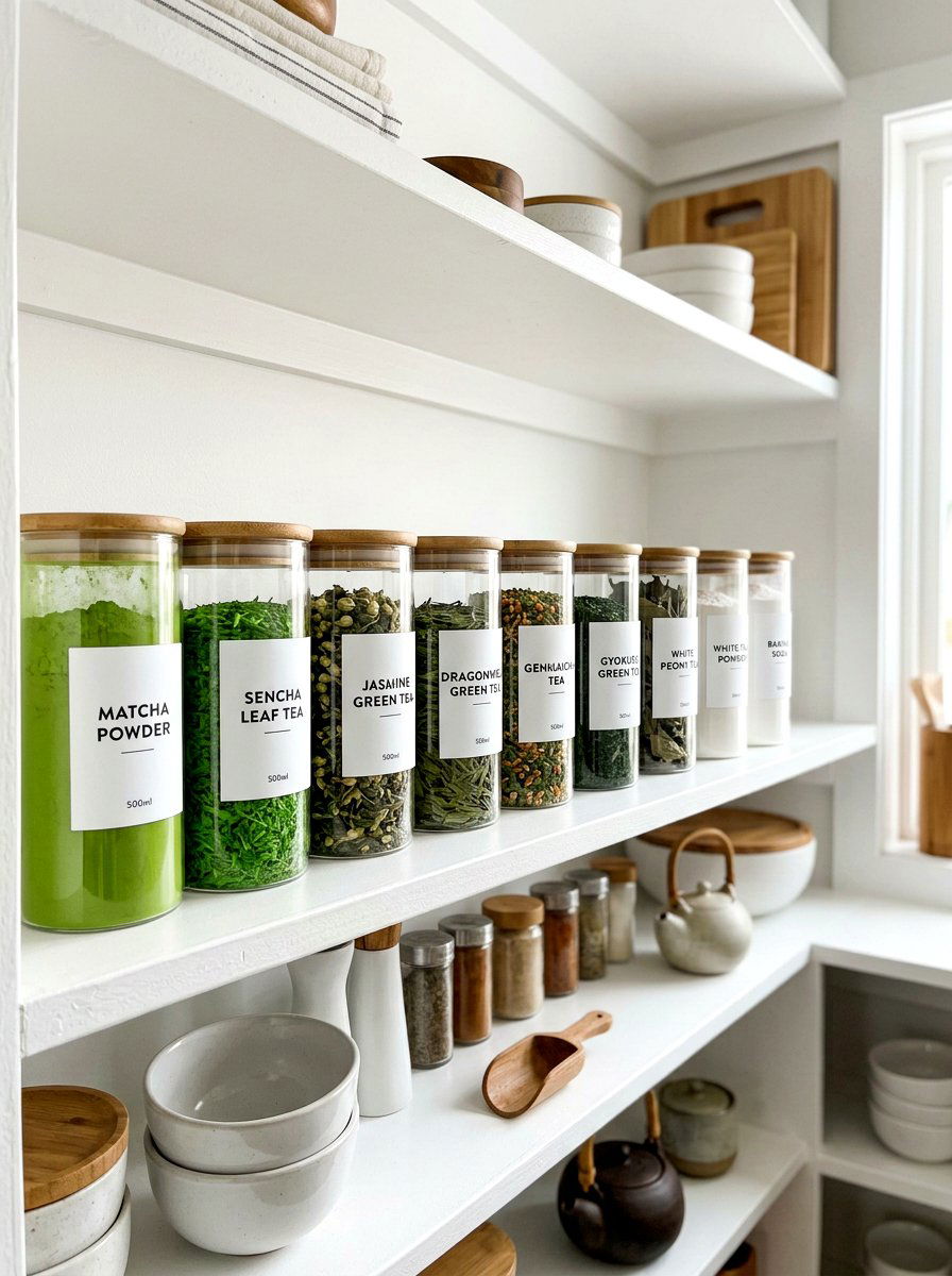 Glass jar tea storage - 30 matcha station ideas
