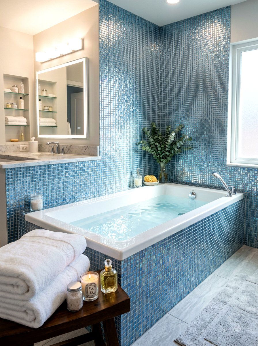 Glass mosaic tile - 30 tub surround ideas