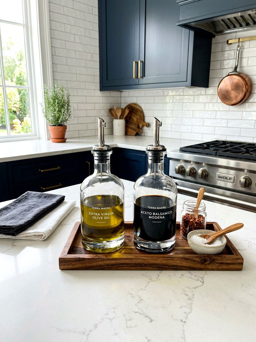 Glass oil and vinegar dispensers - 30 pantry decanting ideas
