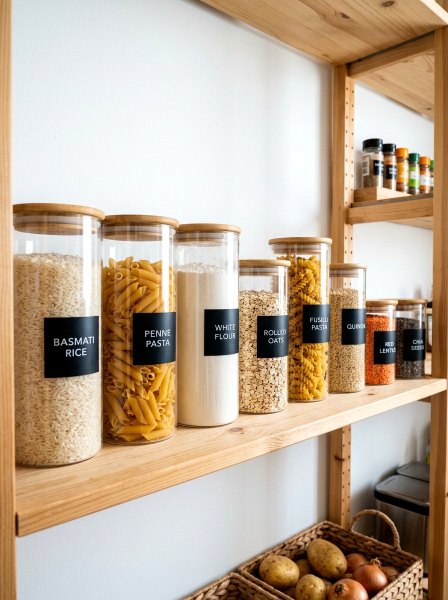 Glass pantry jar - 30 open cabinet styling ideas