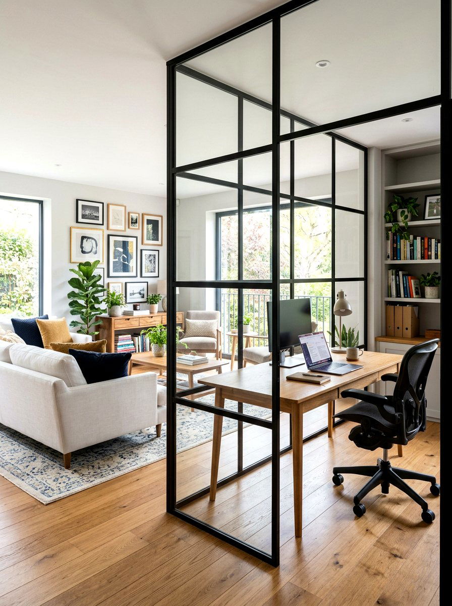 Glass partition wall - 30 zoned open concept ideas