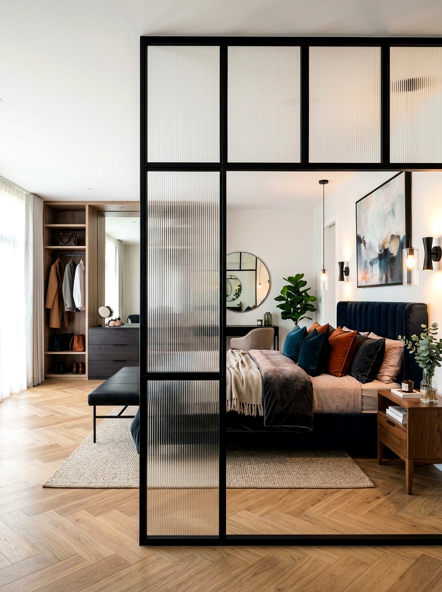 Glass partition wall - 30 neo deco bedroom ideas