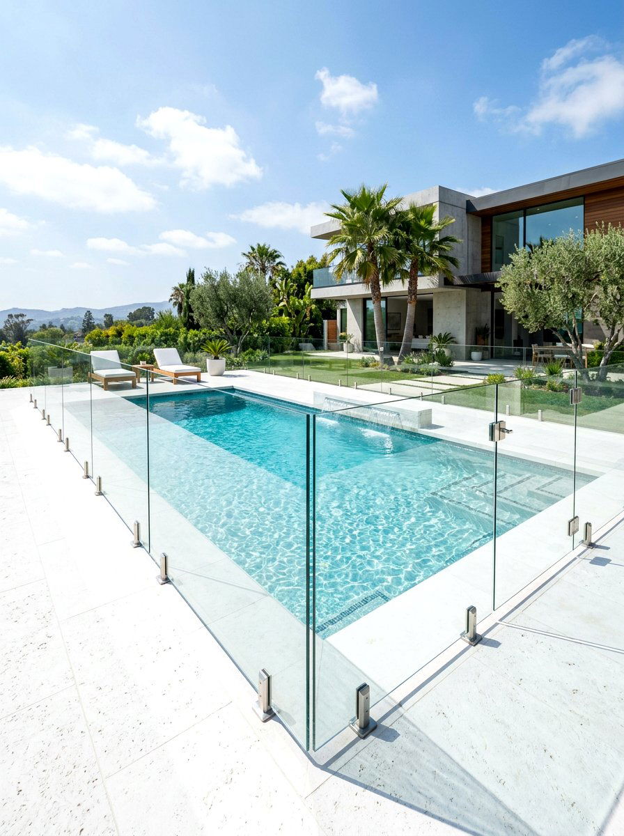 Glass pool fencing - 30 villa backyard ideas