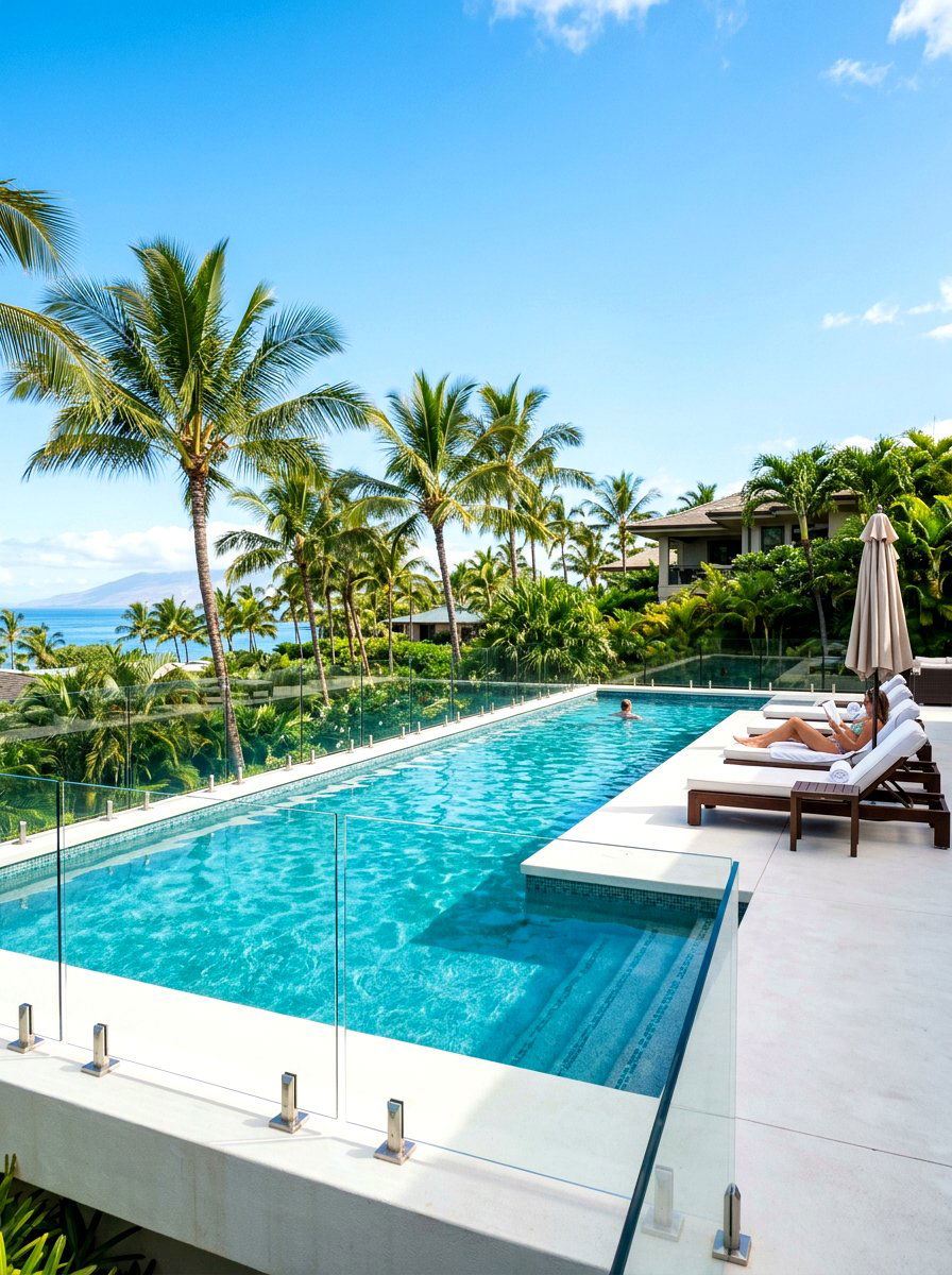 Glass pool fencing - 30 luxury landscaping ideas