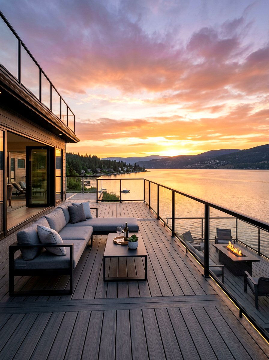Glass railing deck - 30 sunset deck decor ideas