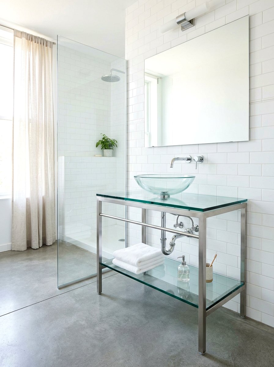 Glass shelf vanity - 30 powder room vanity ideas
