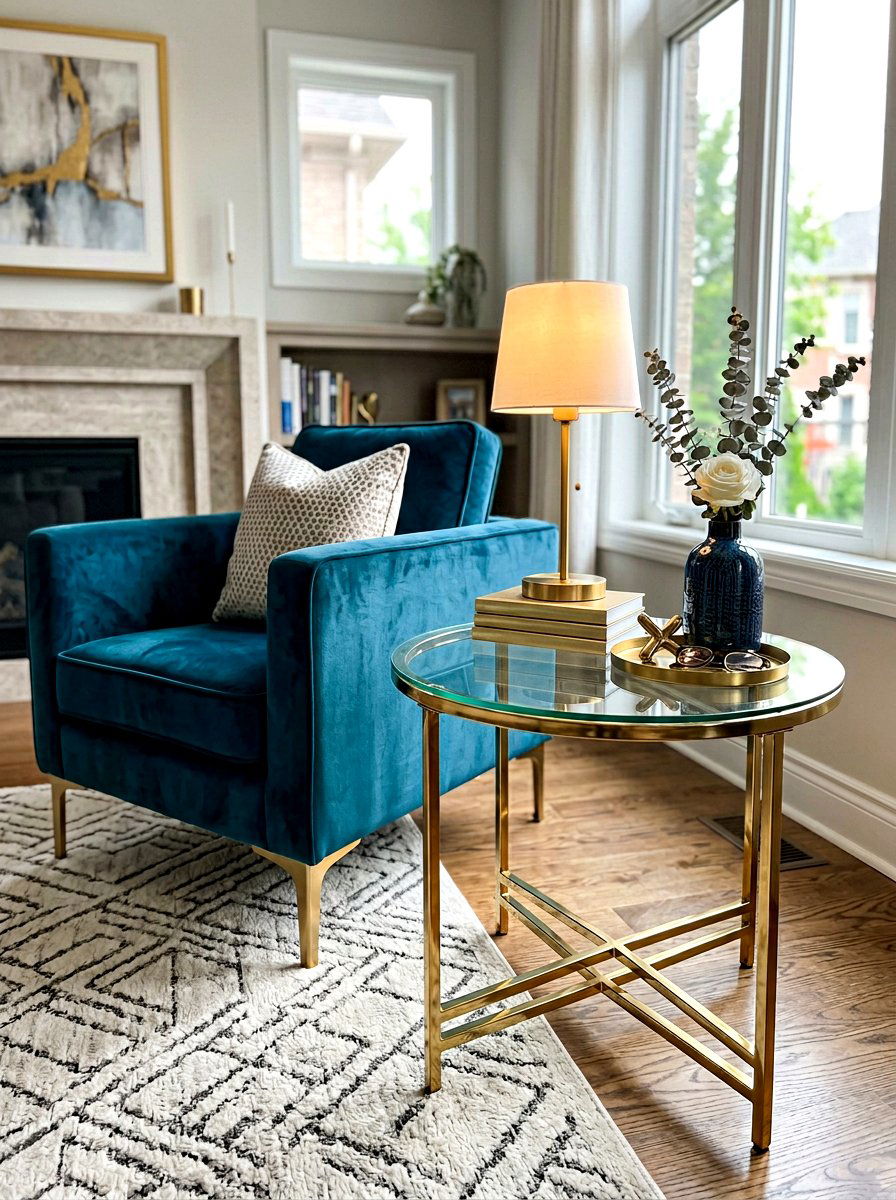 Glass side table decor - 30 small living room ideas
