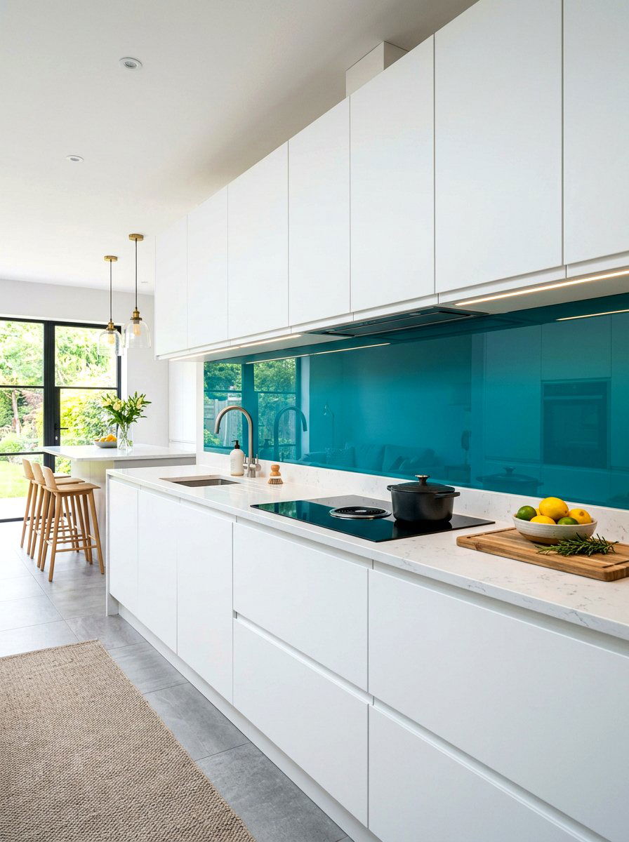 Glass slab backsplash - 30 slab backsplash ideas