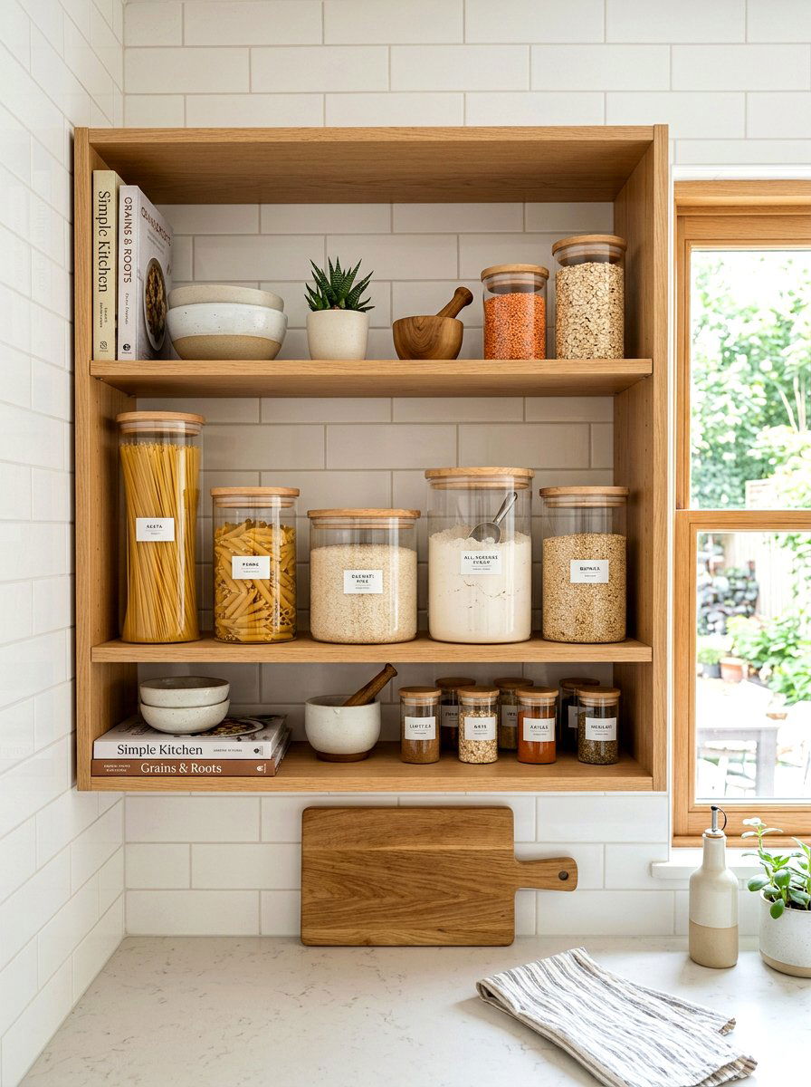 Glass storage canisters - 30 renter friendly kitchen storage ideas