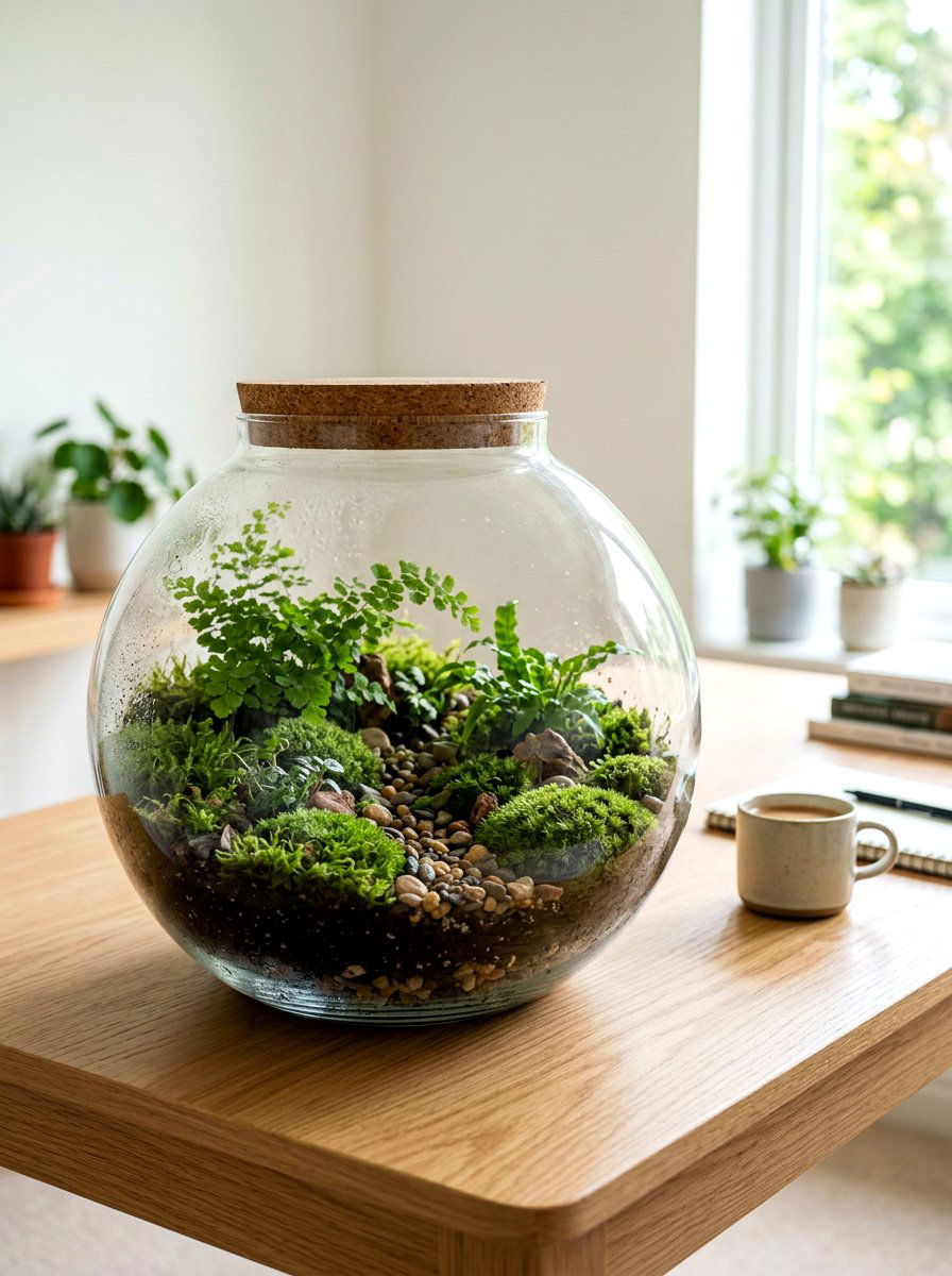 Glass terrarium bowl - 30 apartment garden ideas