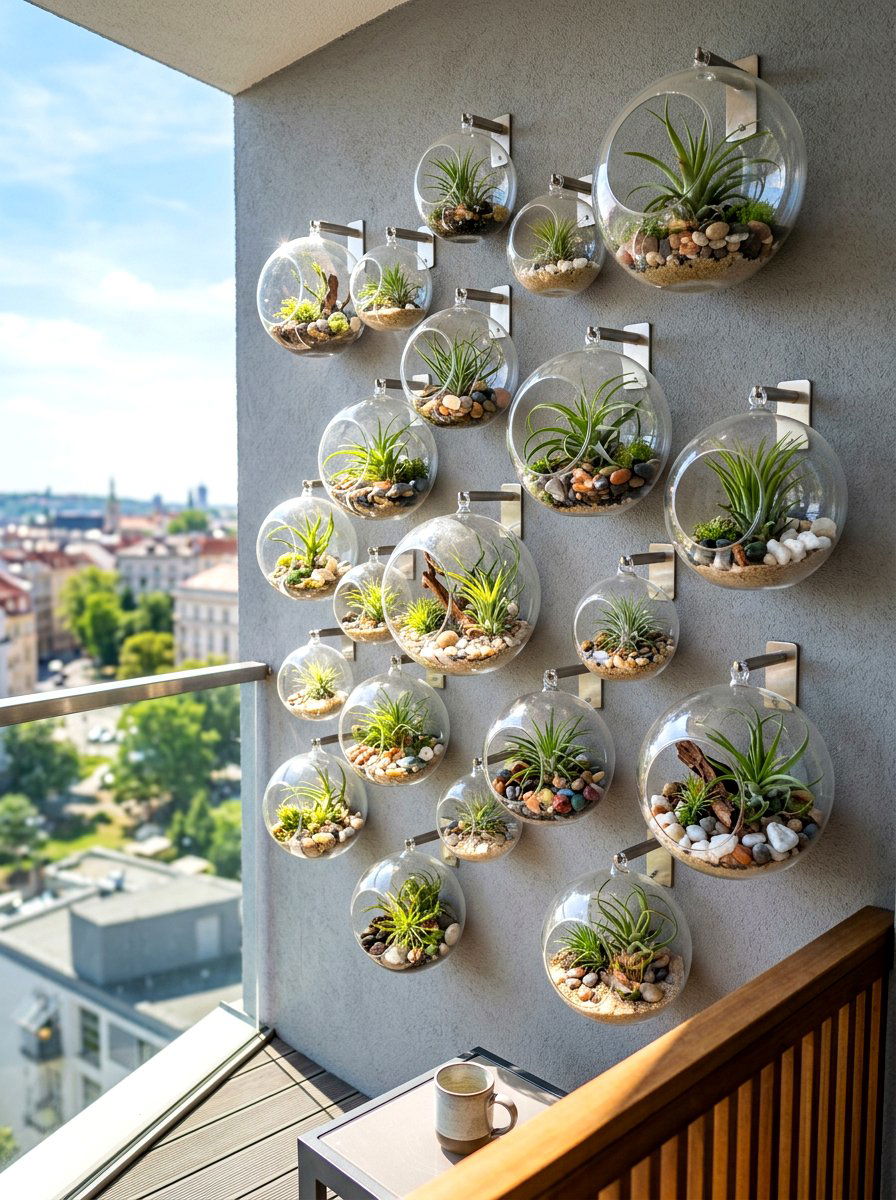 Glass terrarium wall bubble - 30 balcony planter wall ideas