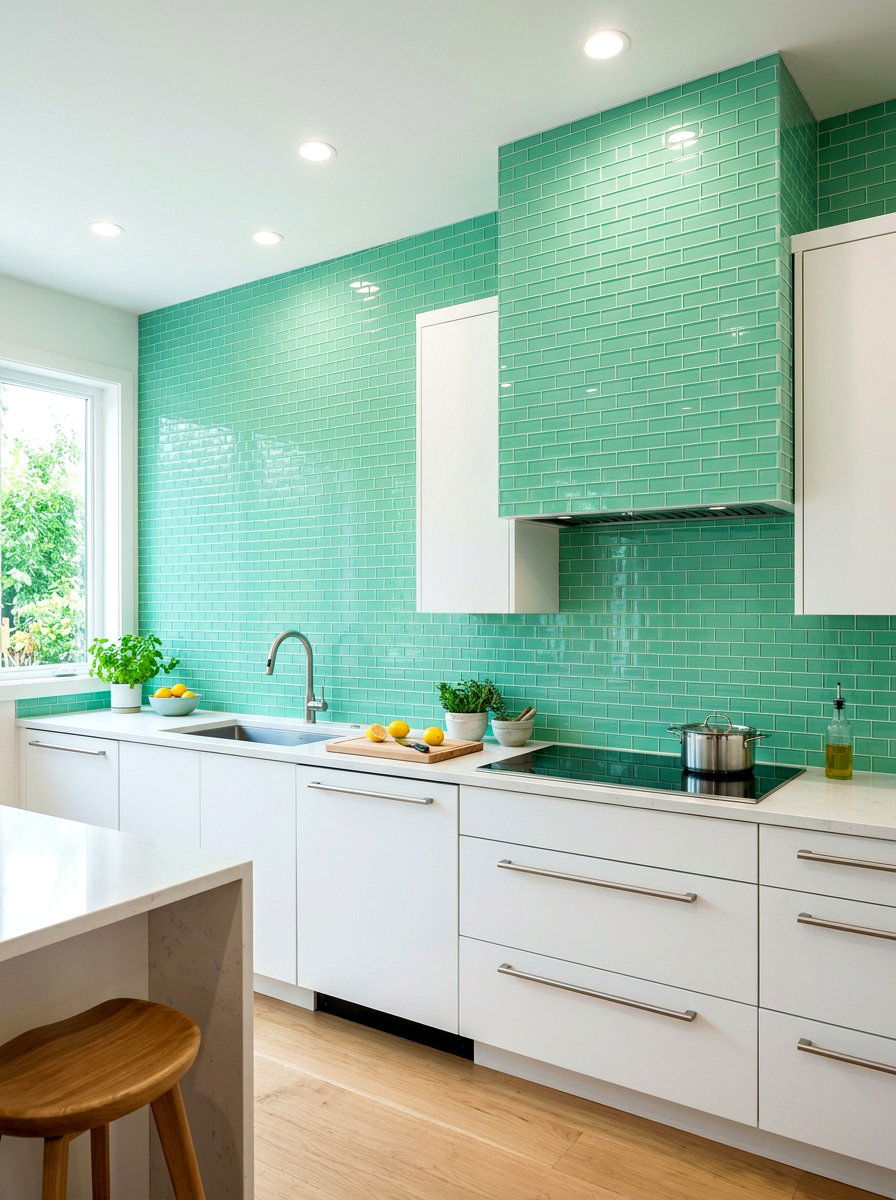 Glass tile kitchen - 30 full height backsplash ideas